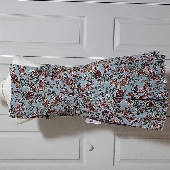 Teeze Me Ruffled Neck Faux Wrap Fully Lined Floral Back Zip Dress - Size 7 - Picture 4 of 7